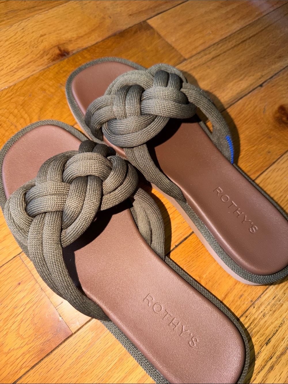Rothy's Knotted Slide Sandals in olive green - Picture 3 of 3